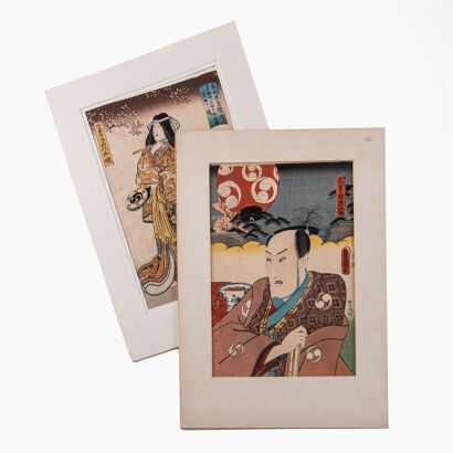 A Set of Two Japanese 19th Century Ukiyo-e Prints (Qu Dou Guo Drawing)