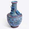 A Pair of Chinese Republic Period Lavender-glazed Ground Famille-rose &lsquo;Dragon and Chilong&rsquo; Vases - 3