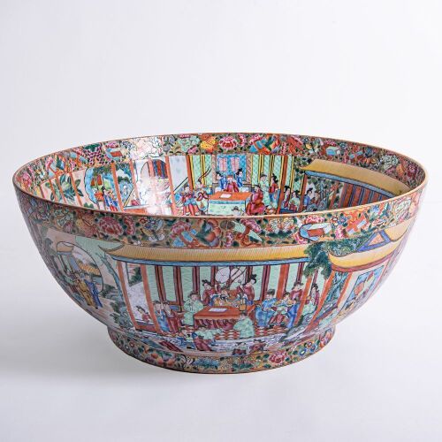 A Chinese 19th Century Qing Dynasty Canton Famille-rose 'Figurals' Big Bowl