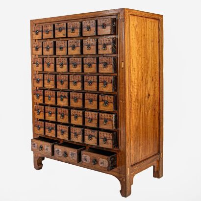 A Chinese Qing Dynasty Old Wood Herb Chest