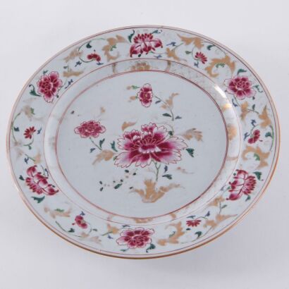 A Chinese 18th Century Mid-Qing Dynasty Export Famille-rose Palette Large Porcelain Dish