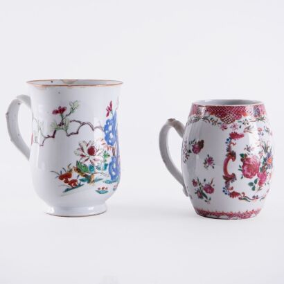 A Set of Two Chinese 18th Century Mid-Qing Dynasty Export Famille-rose Mugs