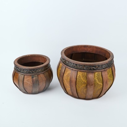 A Pair of Vintage Style Wooden Plant Pots