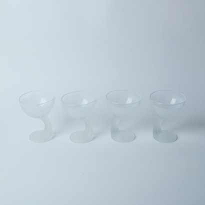 A Set of Four Vintage Frosted Bormioli Rocco Stemmed Dessert Bowls