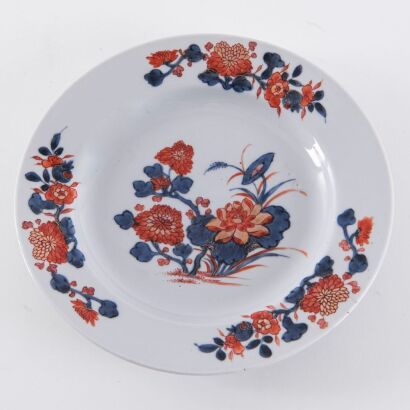 A Chinese 18th Century Mid-Qing Dynasty Export Blue and White with Overglaze Enamel Floral Dish