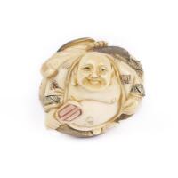 A Netsuke Type Carved Ivory Figure of Two Back to Back Hotei Figures