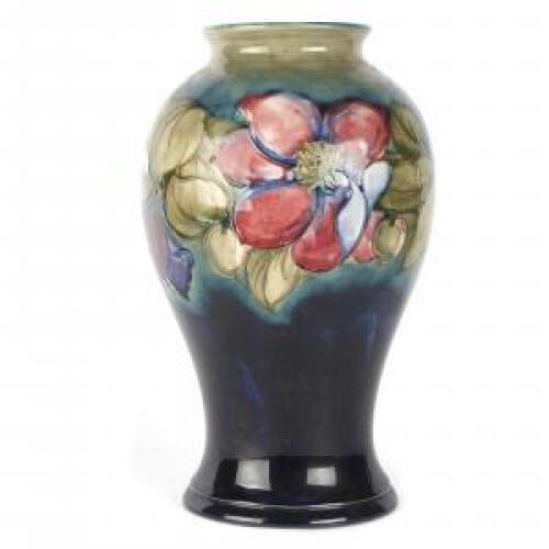A Large Walter Moorcroft Baluster Clematis Pattern Vase, C. 1950s