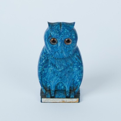 A Blue Bakelite Bourjois Owl Evening in Paris Perfume Bottle