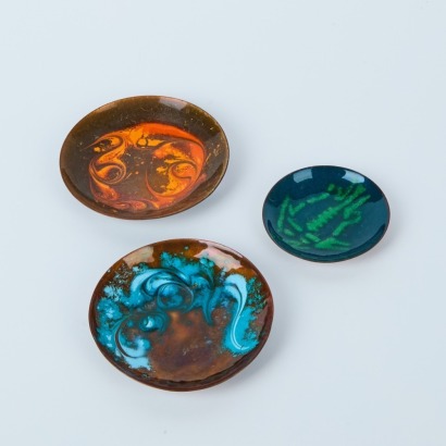 A Set of Three Enamel Dishes by Ceraware