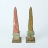A Pair of Brass Obelisks on Pillars