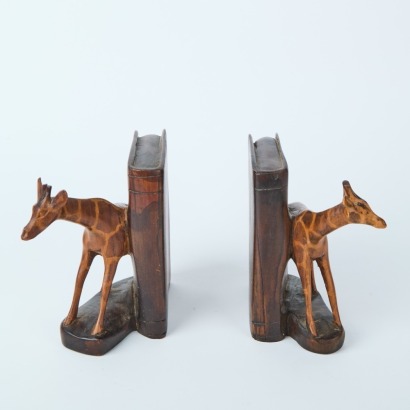 A Pair of Carved Giraffe Bookends