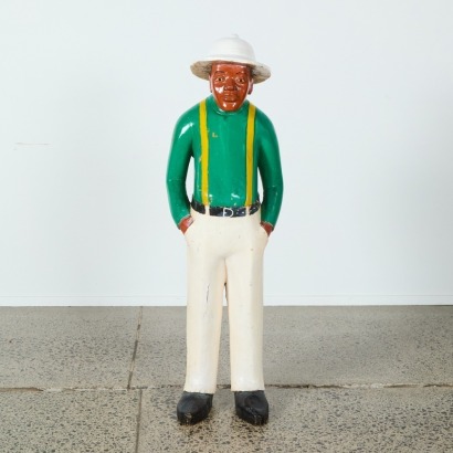 A Colonial Wood Carved and Painted Man, South Africa