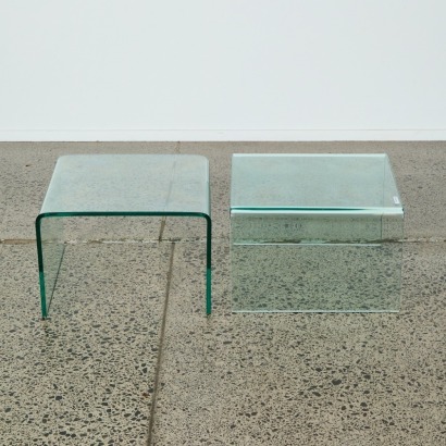 A Pair of Waterfall Glass Side Tables