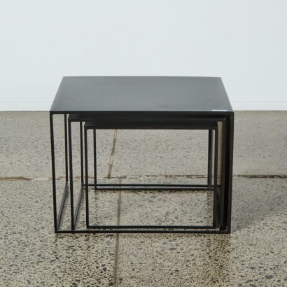 A Trio of Modern Metal Nest Tables in Black