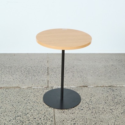 A Pedestal Table with Wood Top & Metal Base