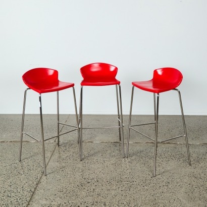 A Set of Three Italian Bar Stools By Gaber