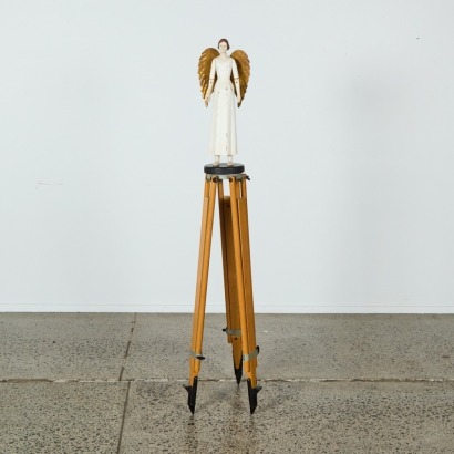 A Spanish Folk Art Angel on a Repurposed Surveyors Tripod