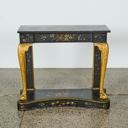 A Chinoiserie Florentine Console with a Marble Top