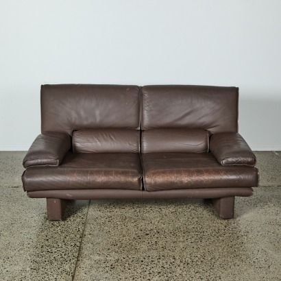 A Post Modern Two Seater Brown Leather Couch