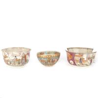 Three Old Oriental Painted Porcelain Bowls