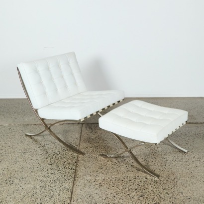 A Reproduction Barcelona Chair and Ottoman