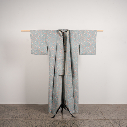A Set of Two Japanese Mid 20th-Century Fabric Ladies Kimonos