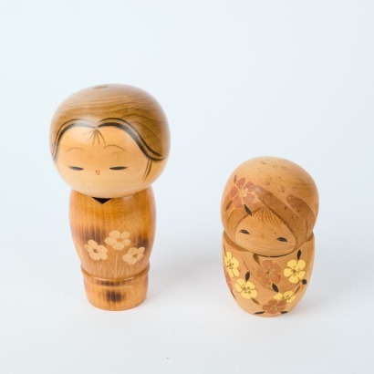 A Pair of Wooden Kokeshi Dolls