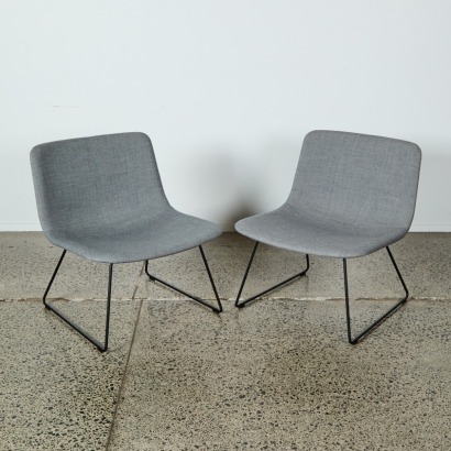 A Pair of Fredericia Pato Sledge Lounge Model 4372 Chairs by Welling / Ludvik with Kvadrat Fabric