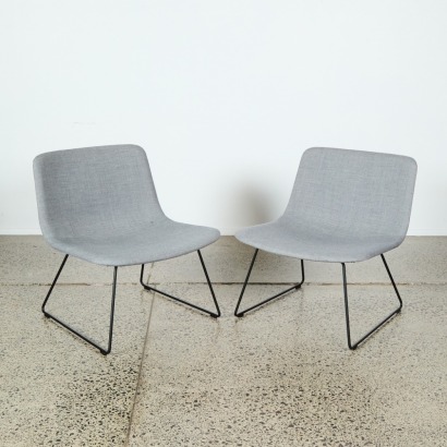 A Pair of Fredericia Pato Sledge Lounge Model 4372 Chairs by Welling / Ludvik with Kvadrat Fabric