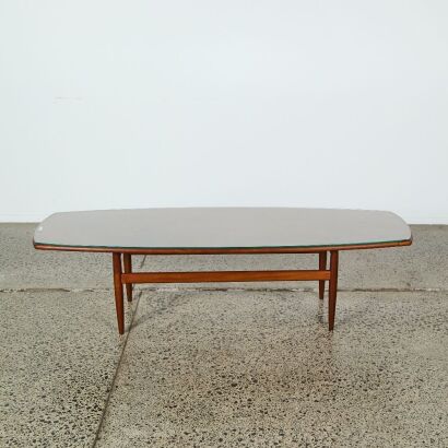 A Mid-Century Coffee Table with Glass Overlay by Bob Roukema for Jon Jansen