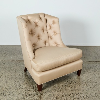 A Buttoned Back Donghia Silk Occasional Chair