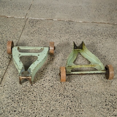 A Pair of Vintage Industrial Factory Legs with Wheels