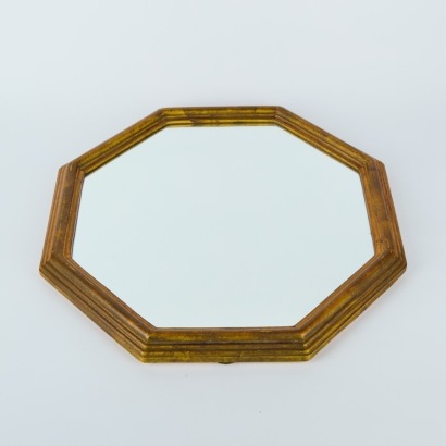 An aged Hexagonal Gold Painted Mirror