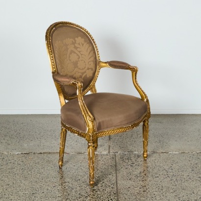 A Louis XVI Style French Gilt Chair