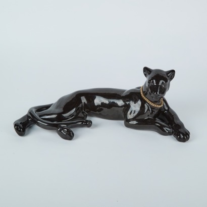 A Vintage Pottery Black Panther