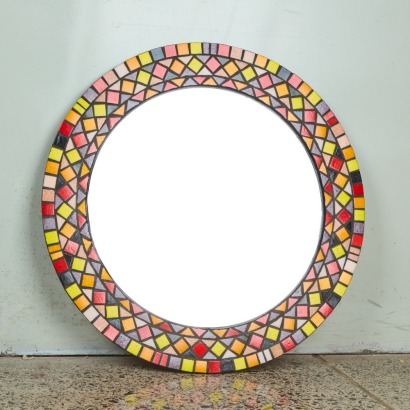 A Round Wall Hung Mosaic Mirror