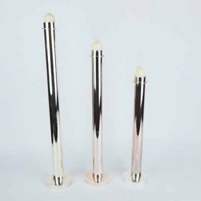 A Set of Three Graduating Vintage Fink Modernist Candlesticks
