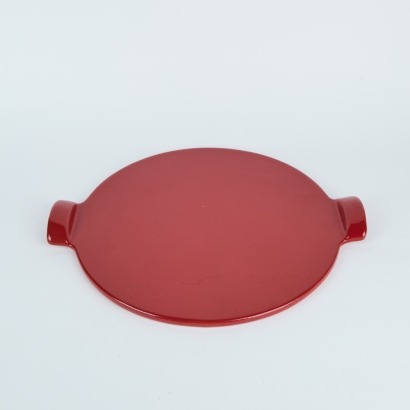 A Emile Henry Large Ceramic Pizza Stone with Handles, Made in France