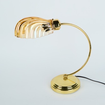 A Freelite NZ Made Clam Lamp with Luminescent Glass, c.1980s