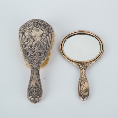 An Art Nouveau Brush And Mirror