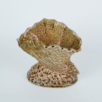 A Crum or New Zealand Brick Salt Glazed Nautical Shell Vase