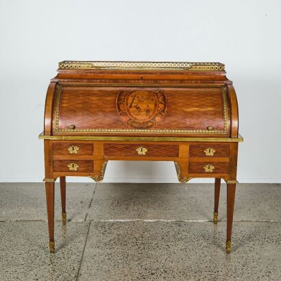 A French Louis XVI Style Bureau with Mahogany and Gilt Bronze Mounts
