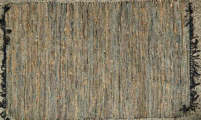 A Leather & Jute Weave Floor Rug