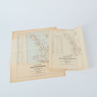 A Pair of Maps showing Kauri Gum reserves from 1899 & 1901