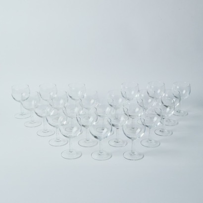 A Collection of 23 Vintage French Bistro Wine Glasses