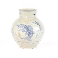 A Good Korean Pottery Changwa Paekcha Globular Vase 17th Century