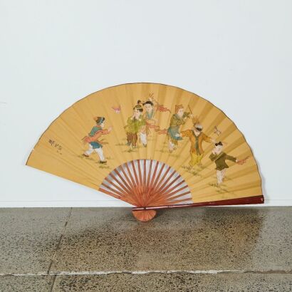 A Chinese 20th Century Large Decorative Fan