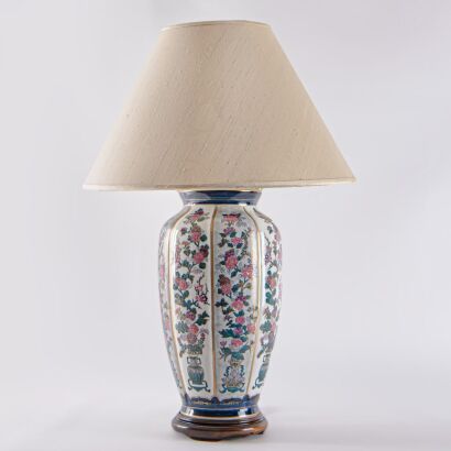 A Chinese 20th Century Painted Porcelain &lsquo;Floral&rsquo; Table Lamp