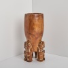A Poi Wood Vessel with Three Carved Gods, Hawaii