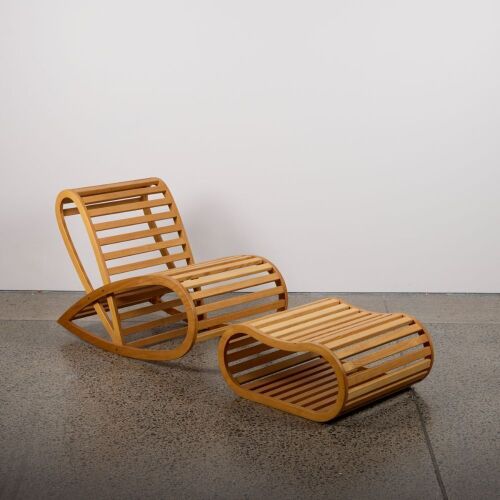 DAVID TRUBRIDGE South Pacific 'Rocker' Rocking Chair and 'Flip' Ottoman